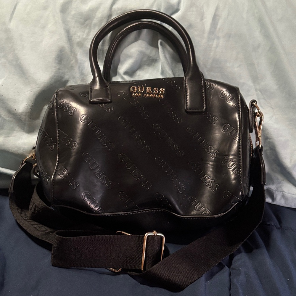 GUESS Black Embossed Logo Hand Purse